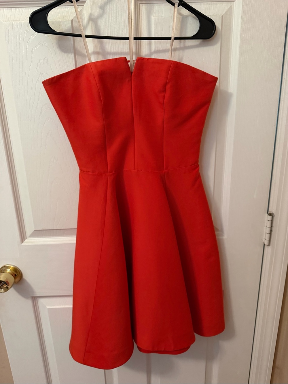 Halston Heritage Orange Strapless Fit-and-Flare Dress